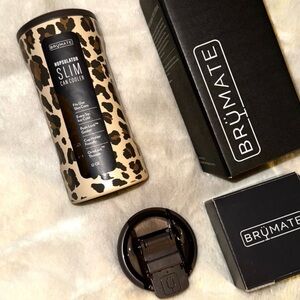 NEW! BRUMATE Latte Leopard Limited Ed. Slim Can Coozie 12oz & BevLock Lid NWT!